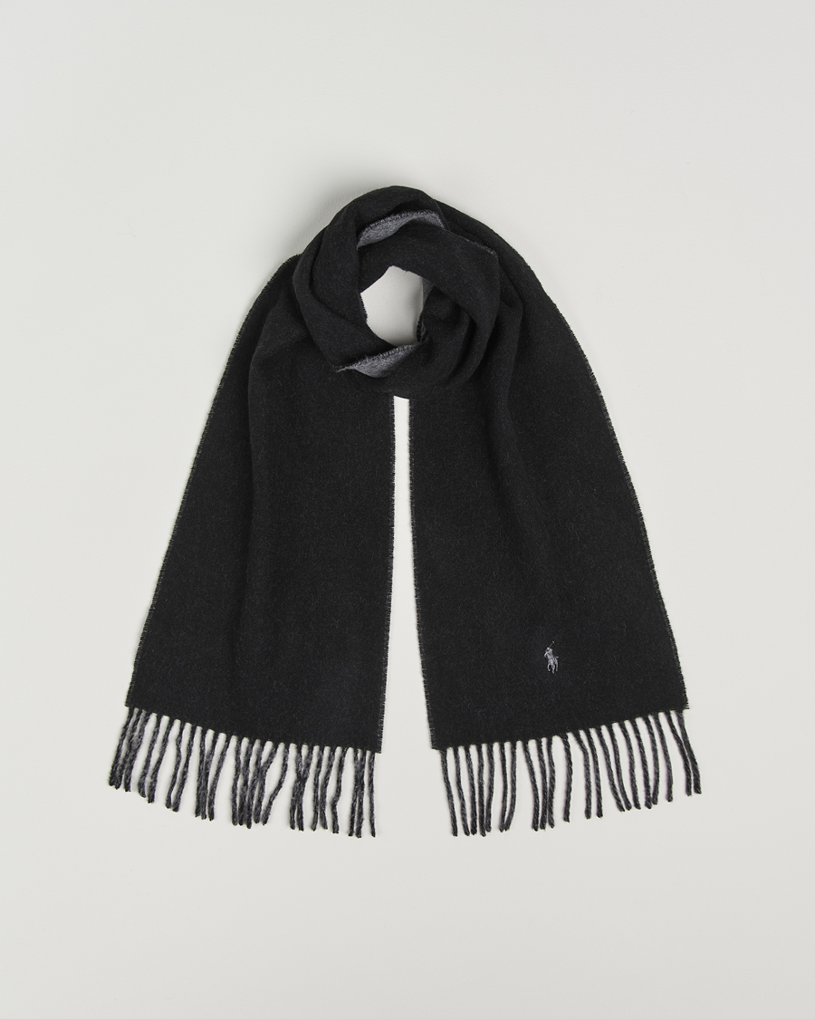 Uomini | Polo Ralph Lauren Reversible Wool Scarf Polo Black/Grey | Polo Ralph Lauren | Reversible Wool Scarf Polo Black/Grey