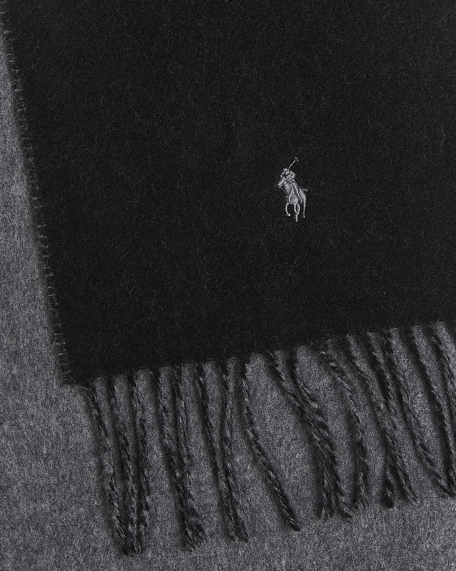 Uomini | Polo Ralph Lauren Reversible Wool Scarf Polo Black/Grey | Polo Ralph Lauren | Reversible Wool Scarf Polo Black/Grey