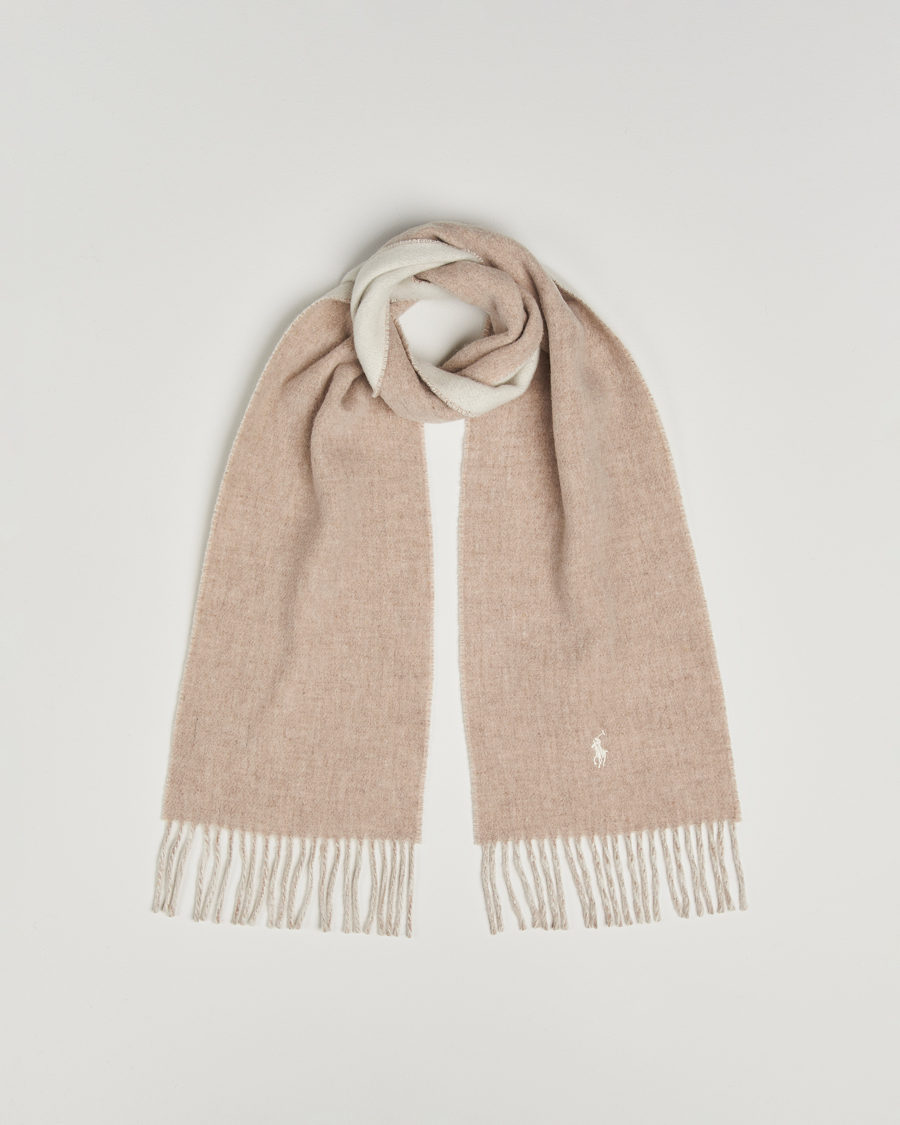 Uomini | Polo Ralph Lauren Reversible Wool Scarf Taupe/Winter Cream | Polo Ralph Lauren | Reversible Wool Scarf Taupe/Winter Cream