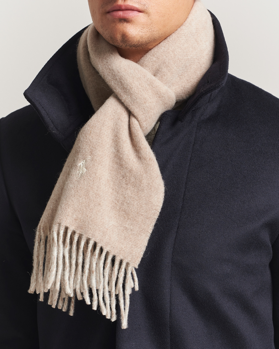 Uomini | Polo Ralph Lauren Reversible Wool Scarf Taupe/Winter Cream | Polo Ralph Lauren | Reversible Wool Scarf Taupe/Winter Cream