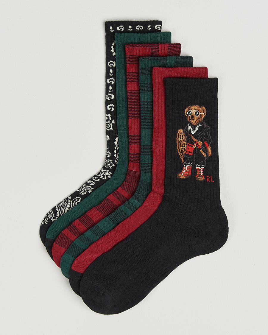 Uomini | Biancheria intima | Polo Ralph Lauren | 6-Pack Crew Sock Red/Green/Black