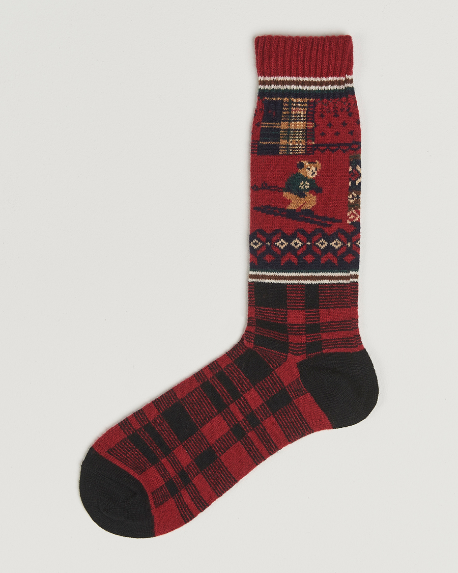Uomini | Biancheria intima | Polo Ralph Lauren | Patchwork Bear Lambswool Sock Red Multi
