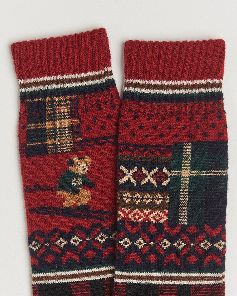 Uomini | Biancheria intima | Polo Ralph Lauren | Patchwork Bear Lambswool Sock Red Multi