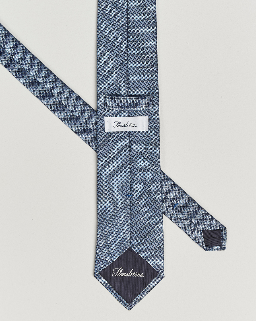 Uomini | Stenströms Woven Silk Tie 7,5cm Navy | Stenströms | Woven Silk Tie 7,5cm Navy