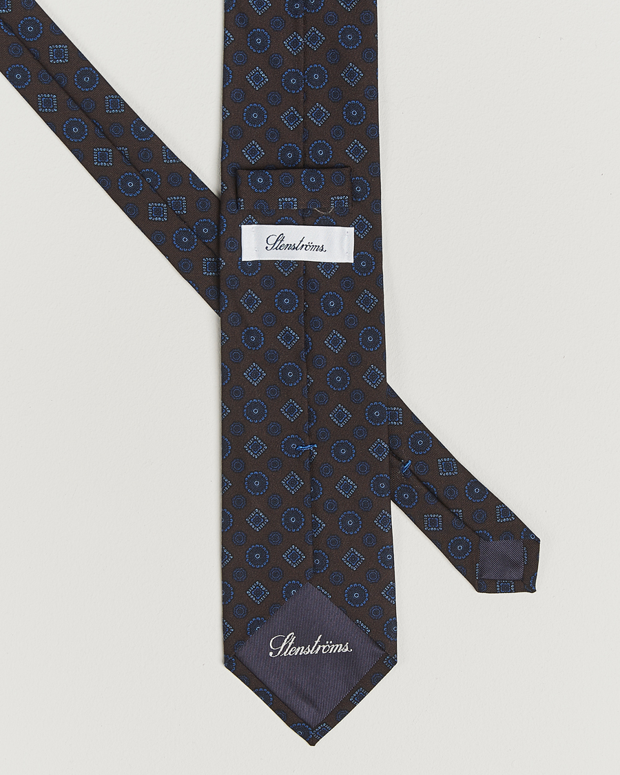 Uomini | Stenströms Woven Wool Tie 7,5cm Brown | Stenströms | Woven Wool Tie 7,5cm Brown