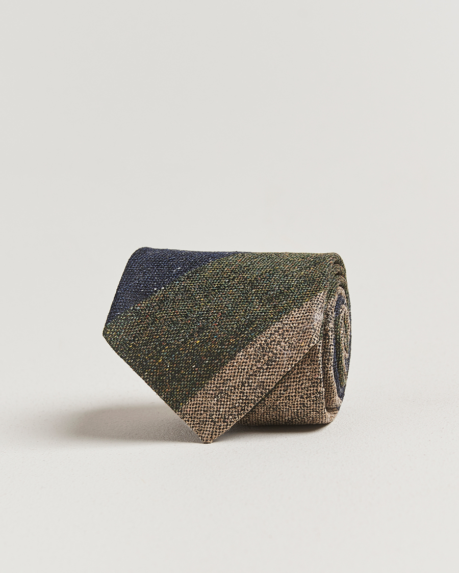 Uomini | Stenströms Woven Striped Silk Tie 7,5cm Navy/Green/Beige | Stenströms | Woven Striped Silk Tie 7,5cm Navy/Green/Beige