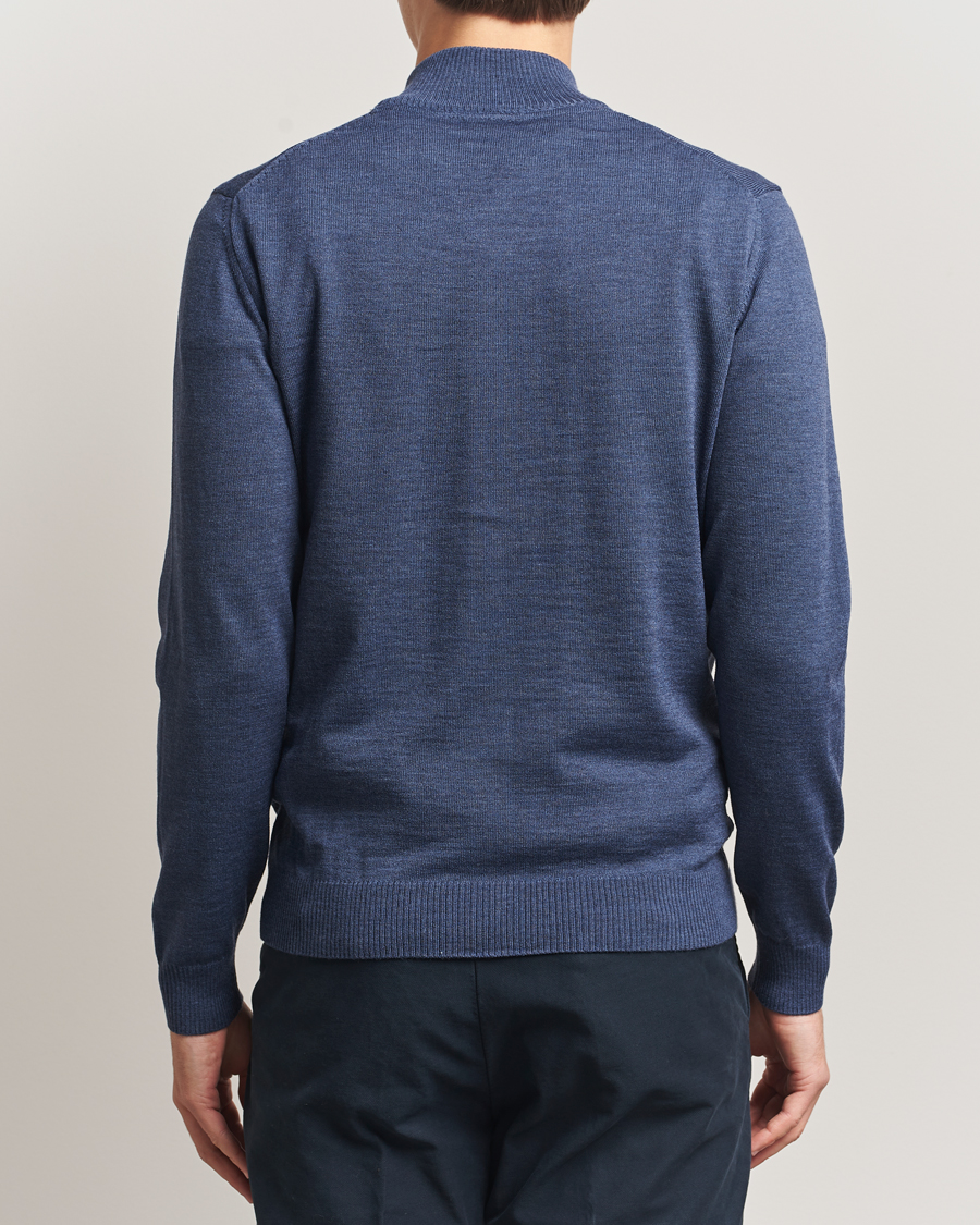 Uomini | Maglieria | Stenströms | Merino Full Zip Denim Blue