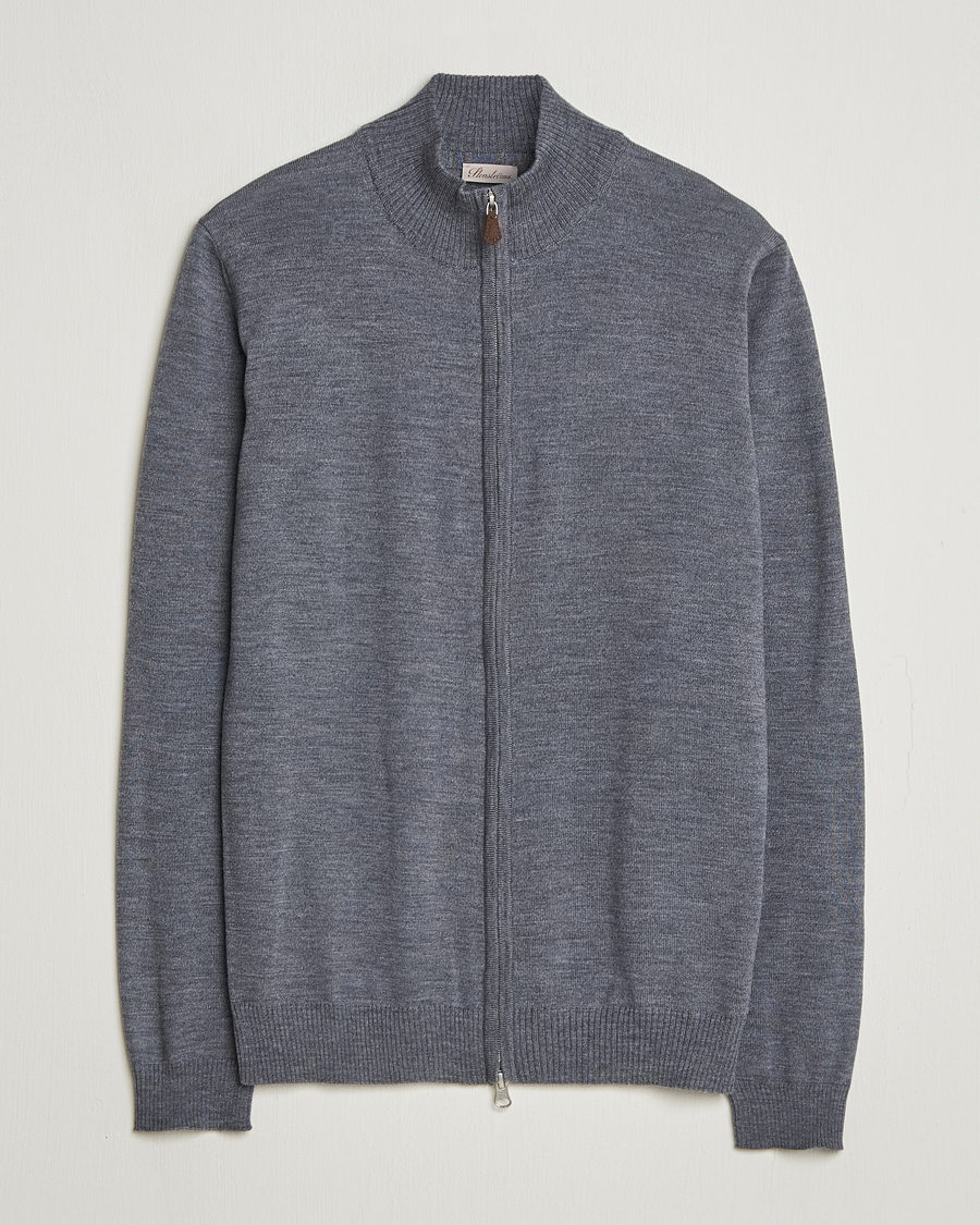 Uomini | Maglieria | Stenströms | Merino Full Zip Grey