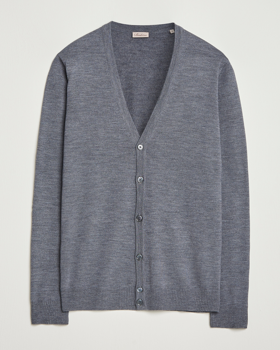 Uomini | Maglieria | Stenströms | Merino Cardigan Grey