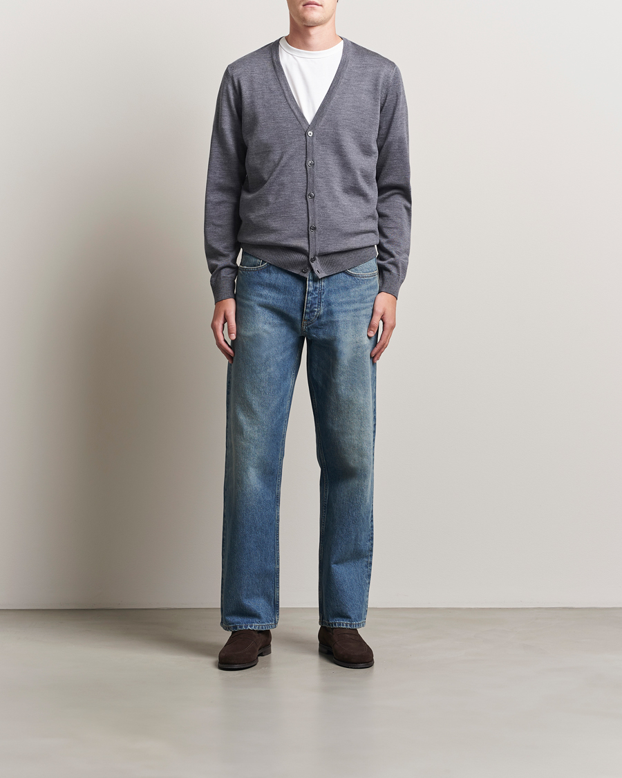 Uomini | Maglieria | Stenströms | Merino Cardigan Grey