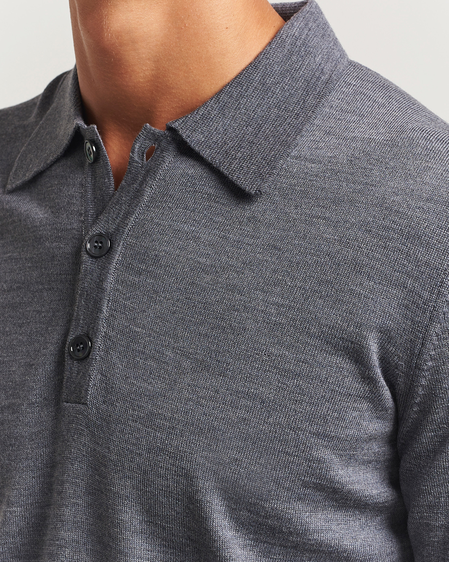 Uomini | Maglieria | Stenströms | Merino Polo Grey