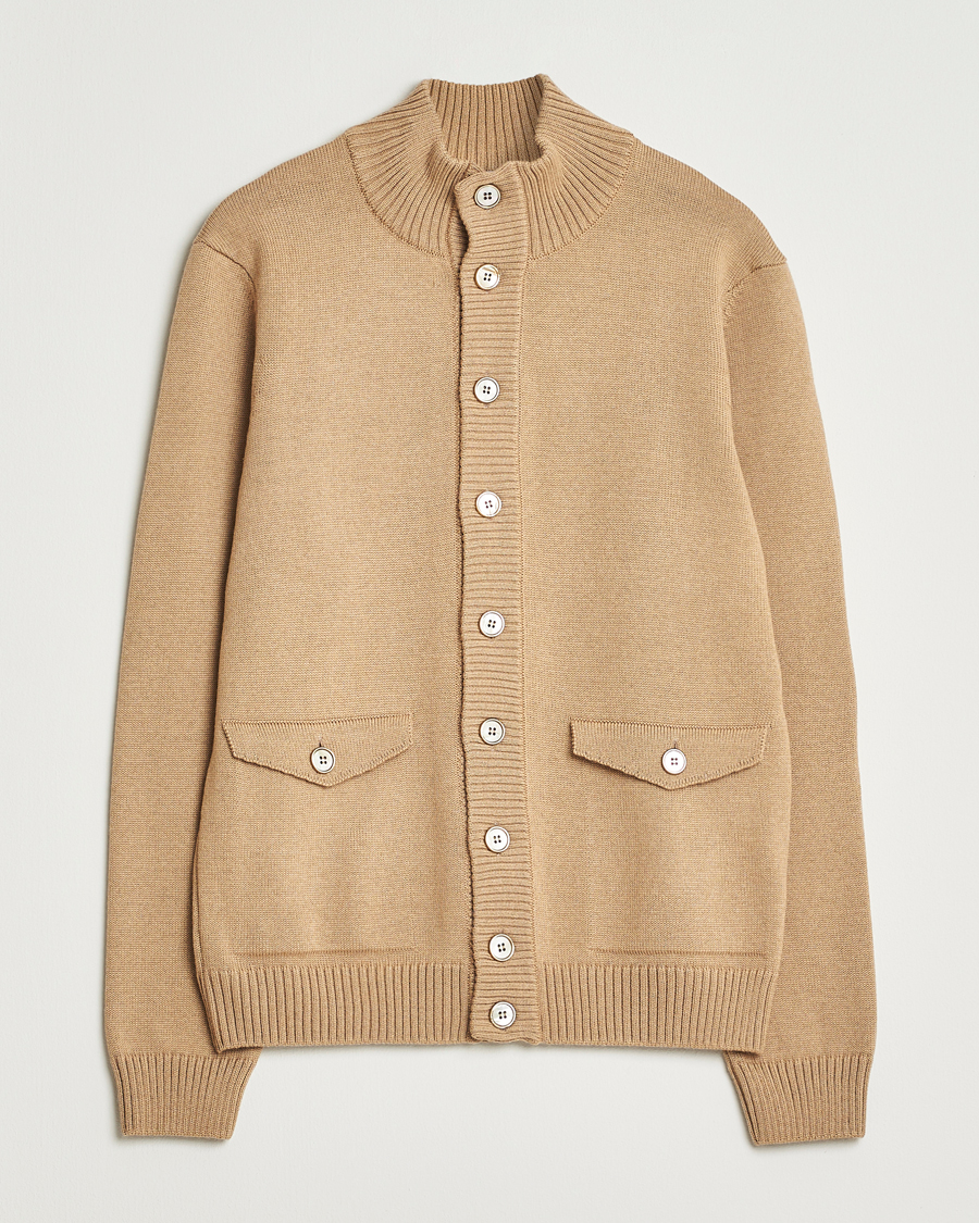Uomini | Maglieria | Stenströms | Chunky Knitted Merino Cardigan Beige