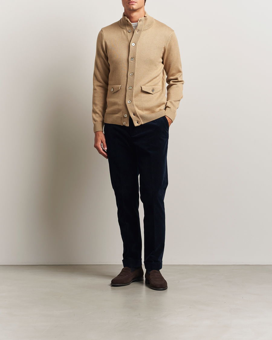 Uomini | Maglieria | Stenströms | Chunky Knitted Merino Cardigan Beige