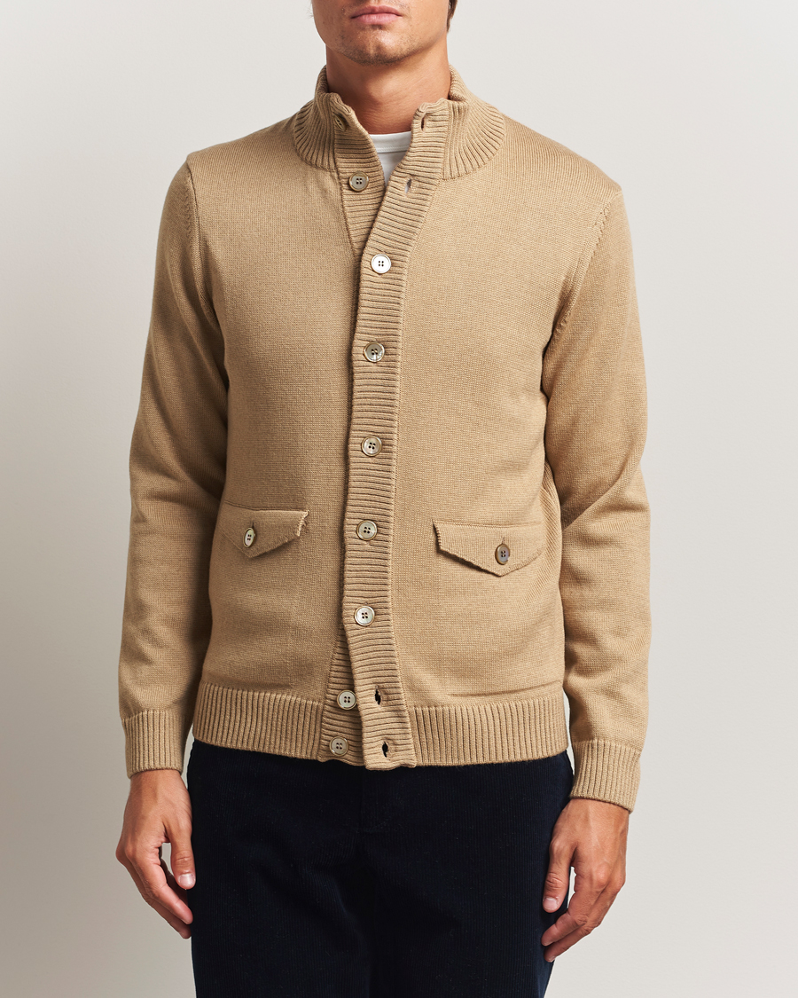 Uomini | Maglieria | Stenströms | Chunky Knitted Merino Cardigan Beige