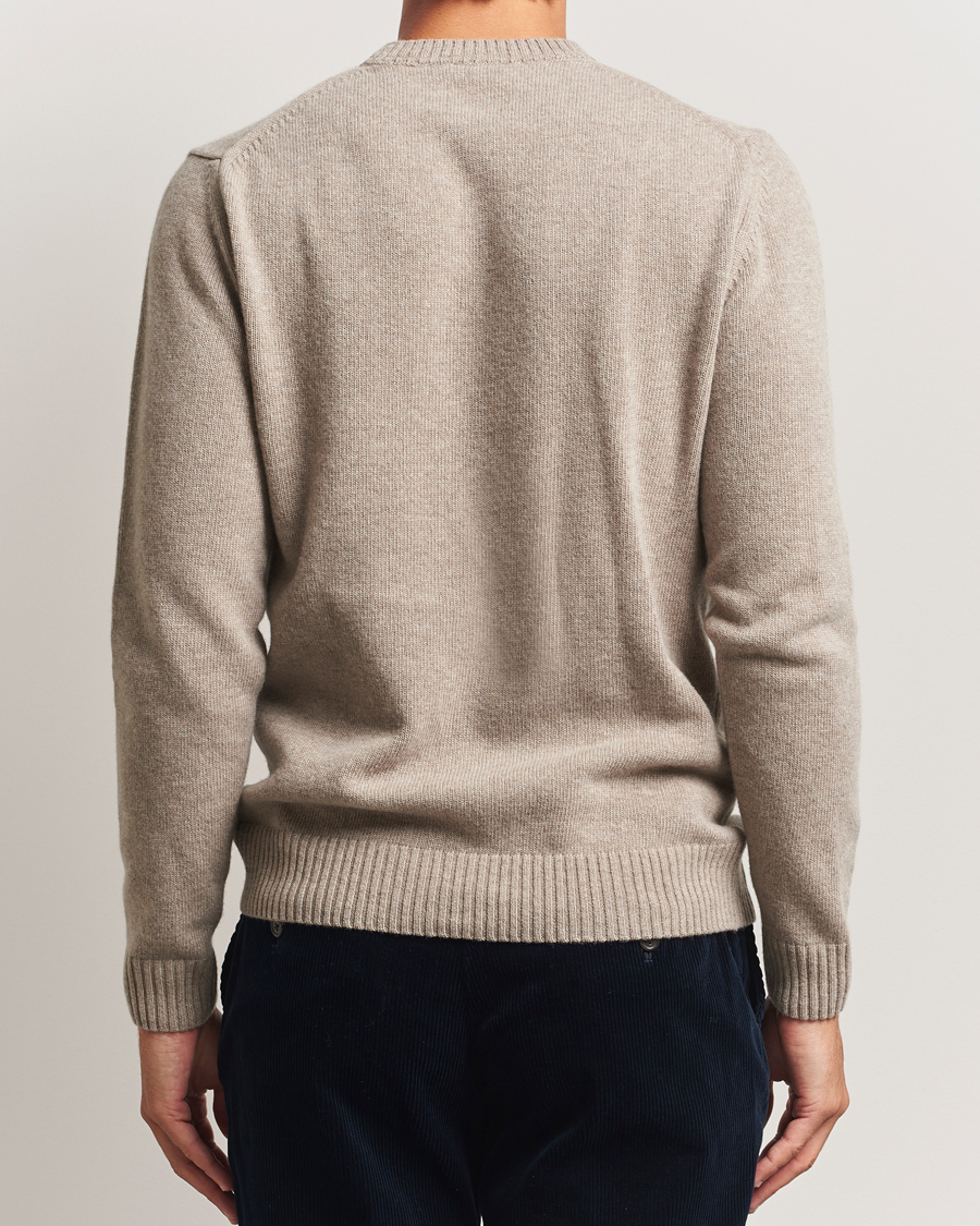 Uomini | Maglieria | Stenströms | Brushed Merino Crew Neck Light Brown