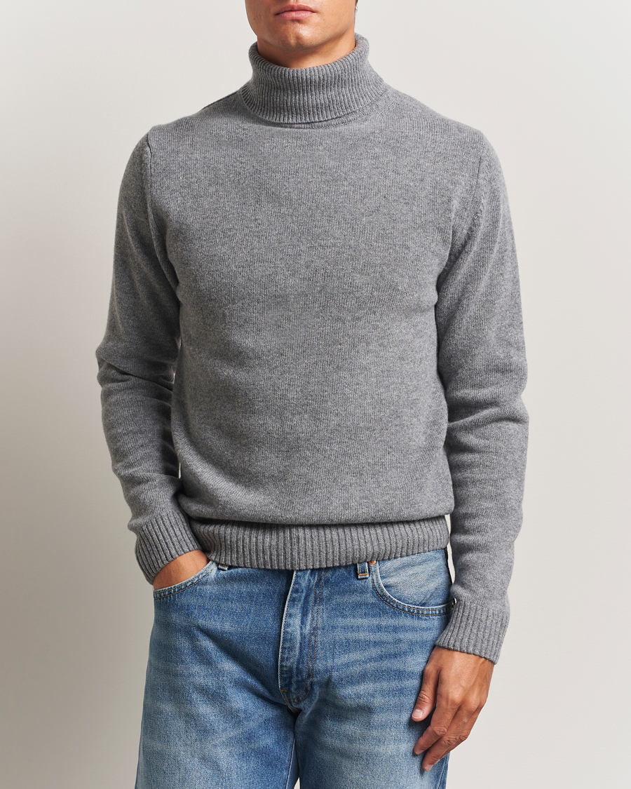 Uomini | Maglieria | Stenströms | Brushed Merino Rollneck Grey