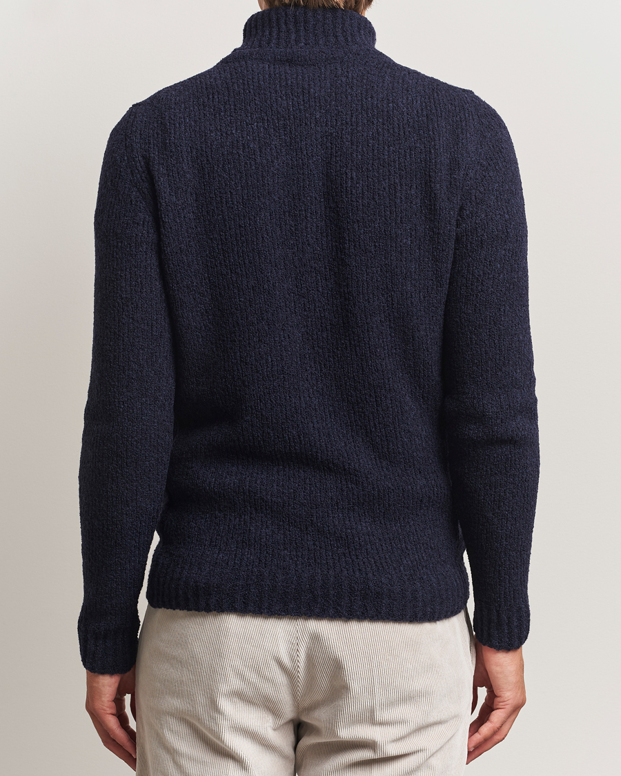 Uomini | Maglieria | Stenströms | Knitted Wool Boucle Rollneck Navy