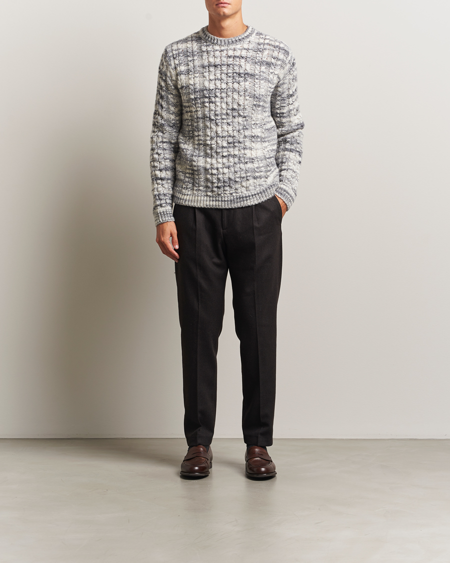 Uomini | Maglieria | Stenströms | Alpacka Cable Knitted Crew Neck Grey
