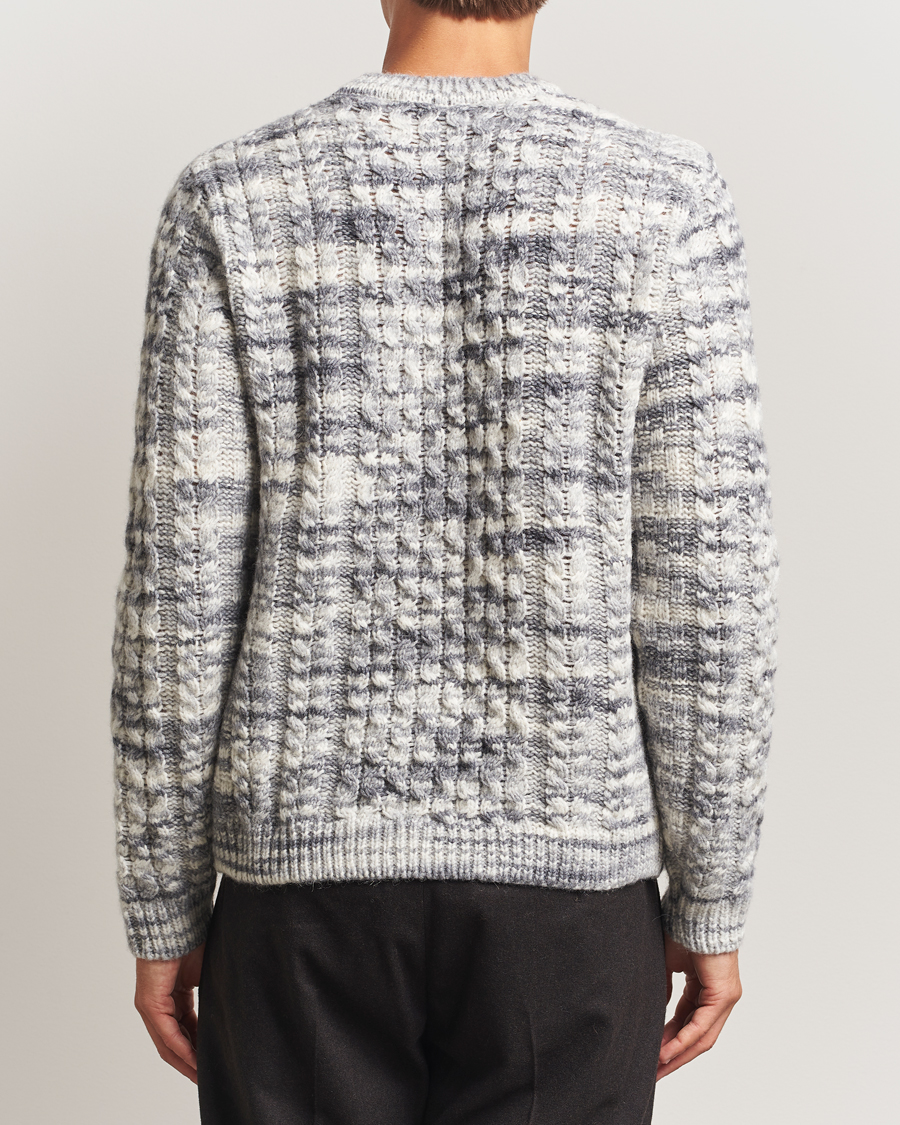 Uomini | Maglieria | Stenströms | Alpacka Cable Knitted Crew Neck Grey