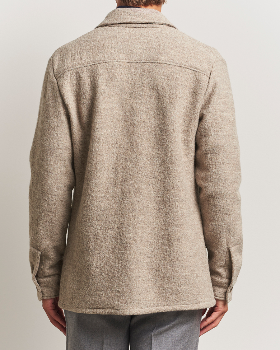 Uomini | Camicie | Stenströms | Felted Wool Overshirt Beige