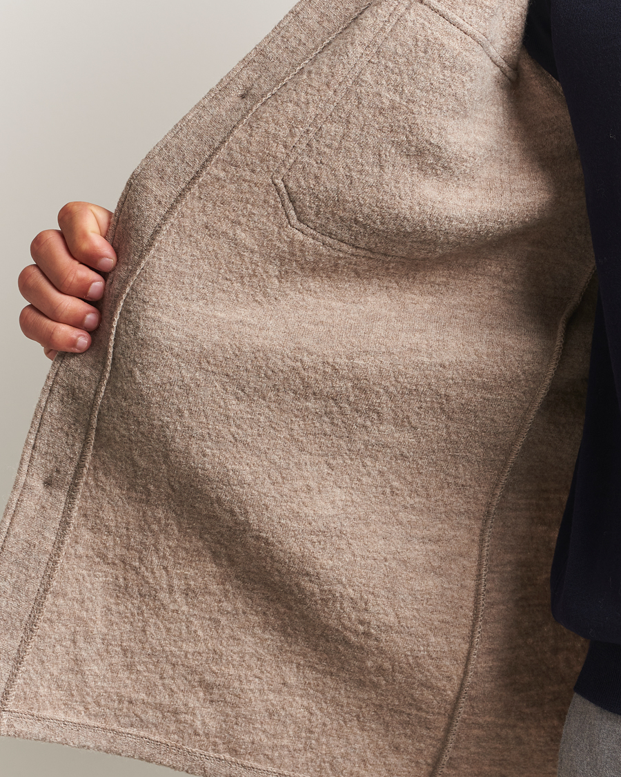 Uomini | Camicie | Stenströms | Felted Wool Overshirt Beige