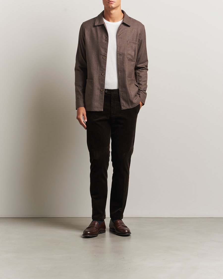Uomini | Camicie | Stenströms | Wool Overshirt Brown