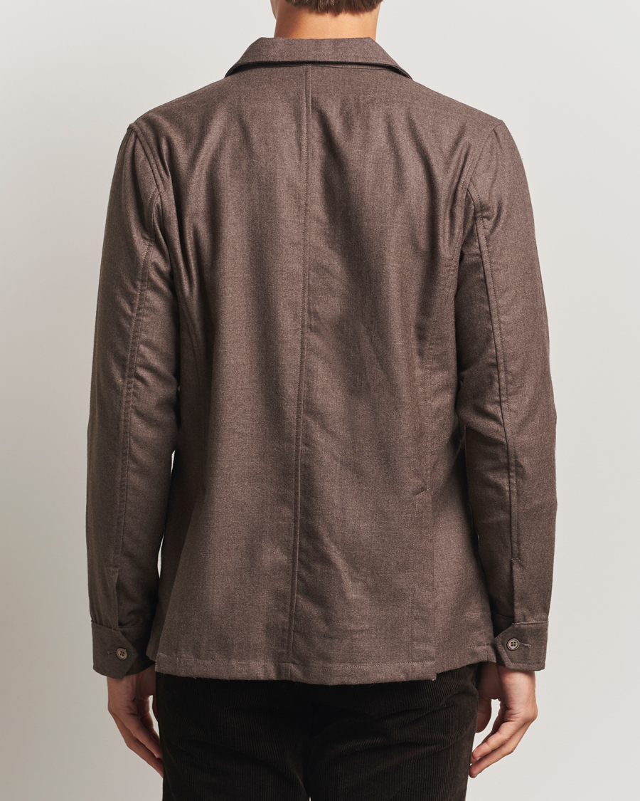 Uomini | Camicie | Stenströms | Wool Overshirt Brown