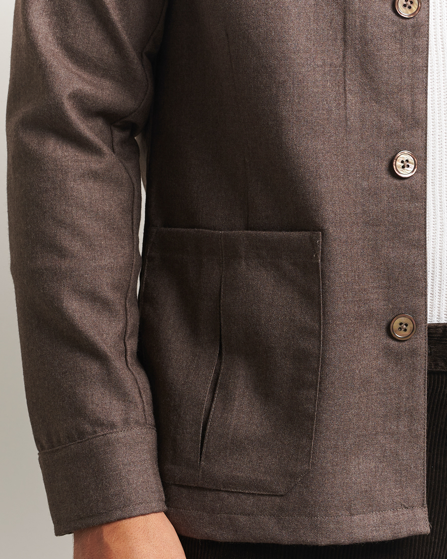 Uomini | Camicie | Stenströms | Wool Overshirt Brown