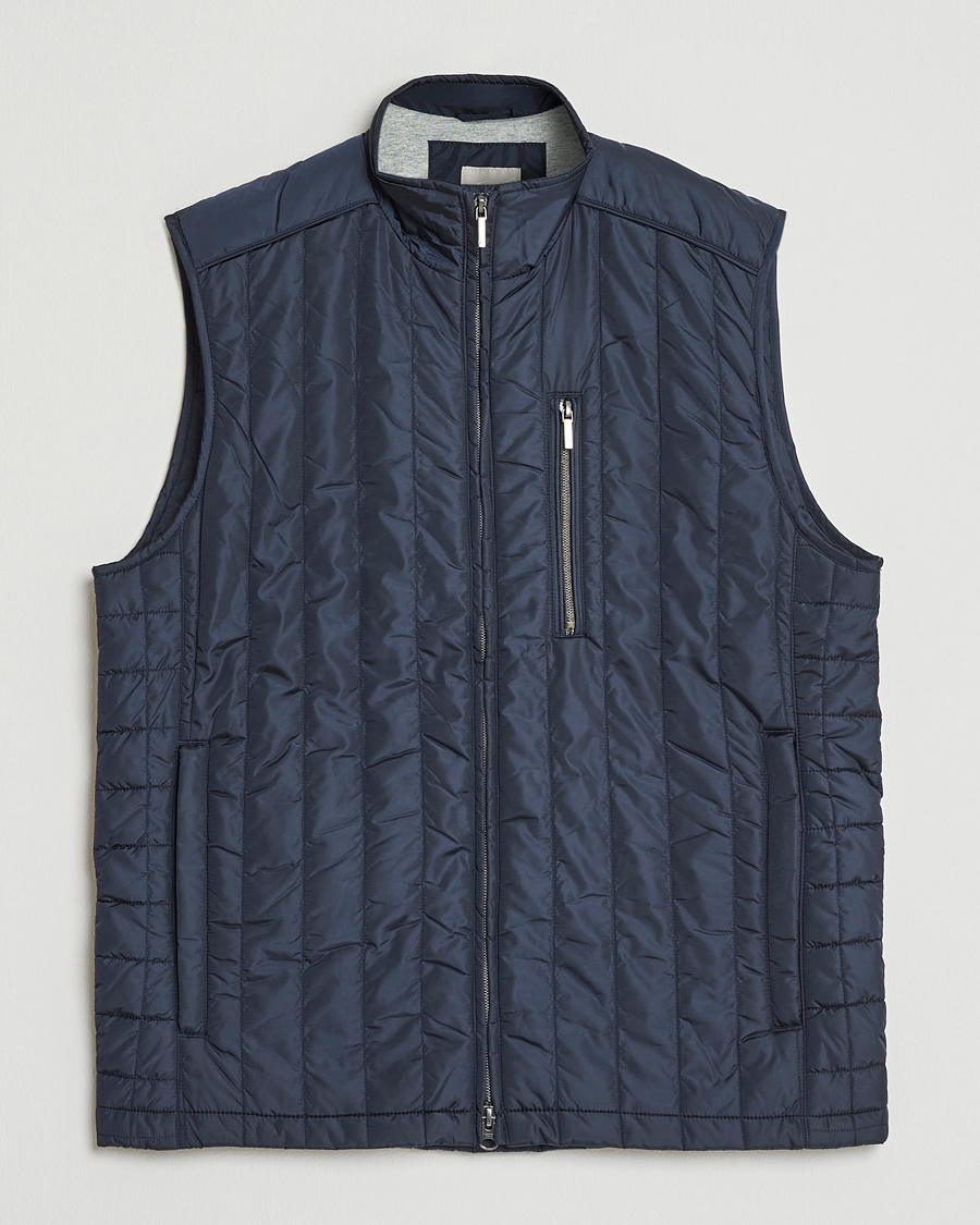 Uomini | Gilet | Stenströms | Nylon Quilted Light Padded Vest Navy