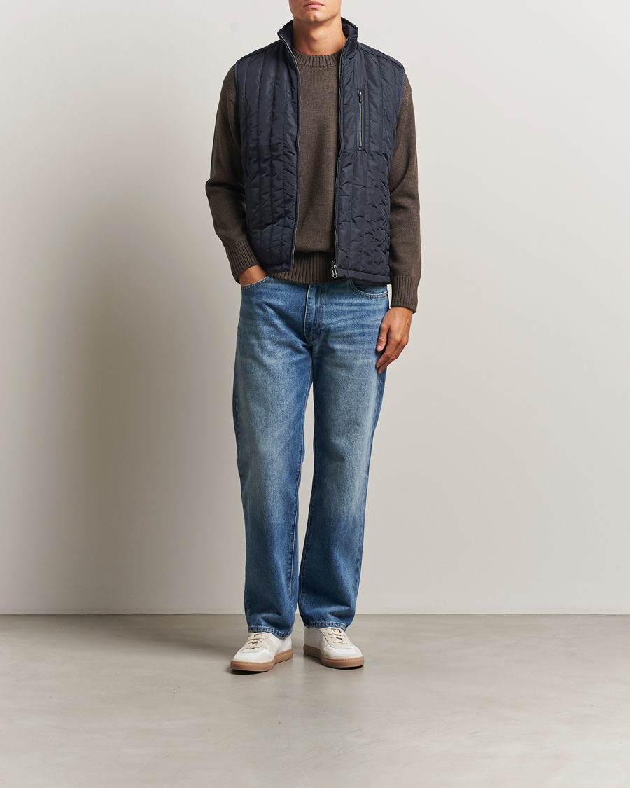 Uomini | Gilet | Stenströms | Nylon Quilted Light Padded Vest Navy