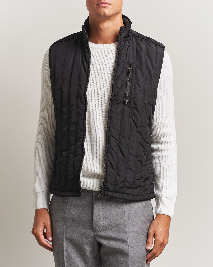 Uomini | Gilet | Stenströms | Nylon Quilted Light Padded Vest Black