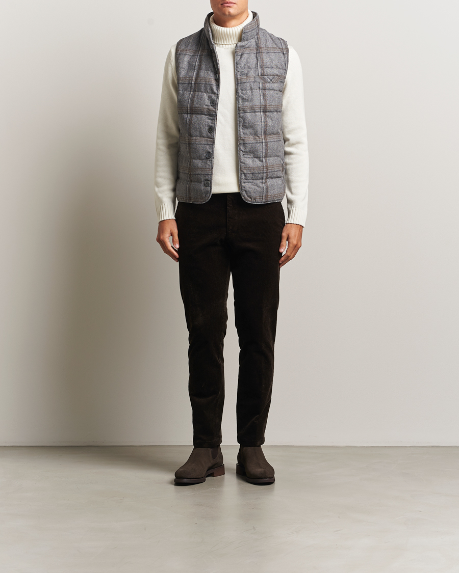 Uomini | Gilet | Stenströms | Check Wool Padded Vest Grey