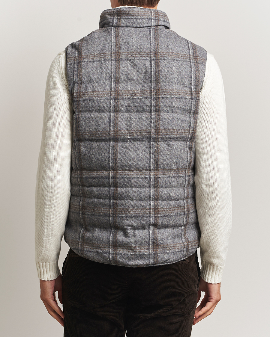 Uomini | Gilet | Stenströms | Check Wool Padded Vest Grey