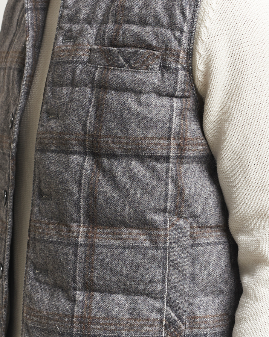 Uomini | Gilet | Stenströms | Check Wool Padded Vest Grey