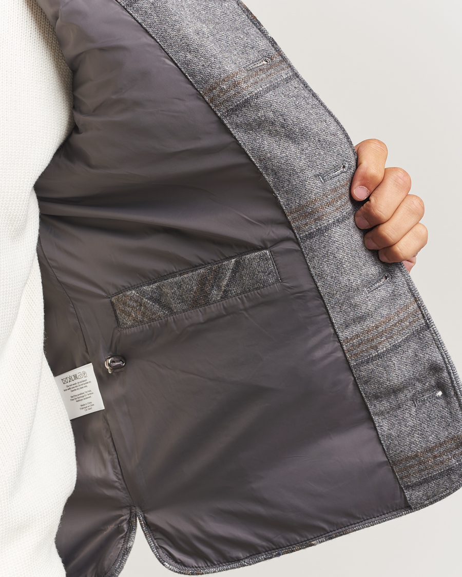 Uomini | Gilet | Stenströms | Check Wool Padded Vest Grey