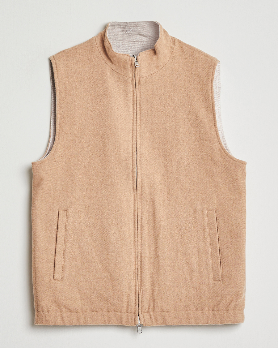 Uomini | Gilet | Stenströms | Reversible Wool Vest Beige