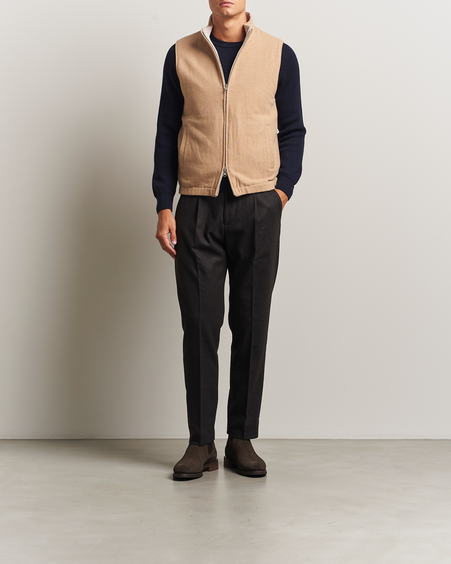 Uomini | Gilet | Stenströms | Reversible Wool Vest Beige