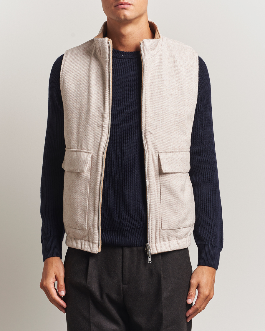 Uomini | Gilet | Stenströms | Reversible Wool Vest Beige