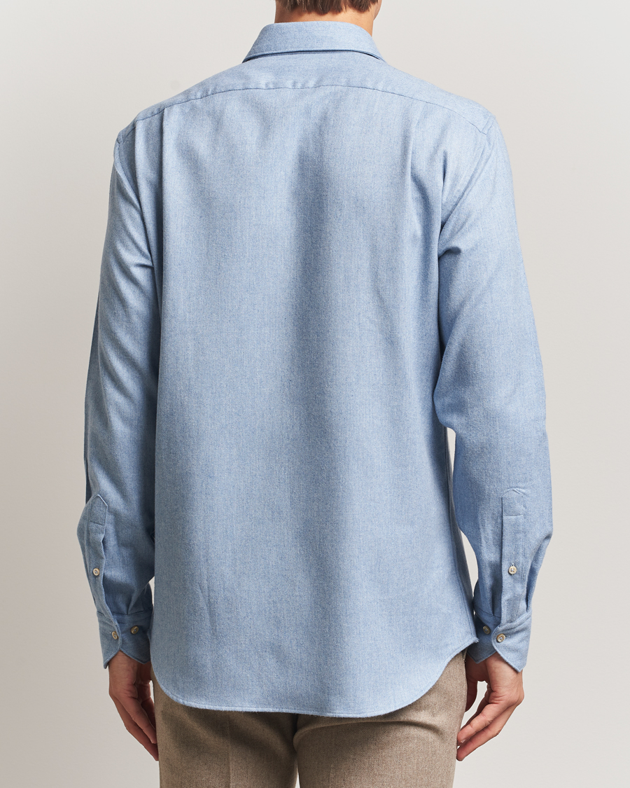 Uomini | Camicie | Stenströms | Regular Fit Cut Away Flannel Shirt Light Blue