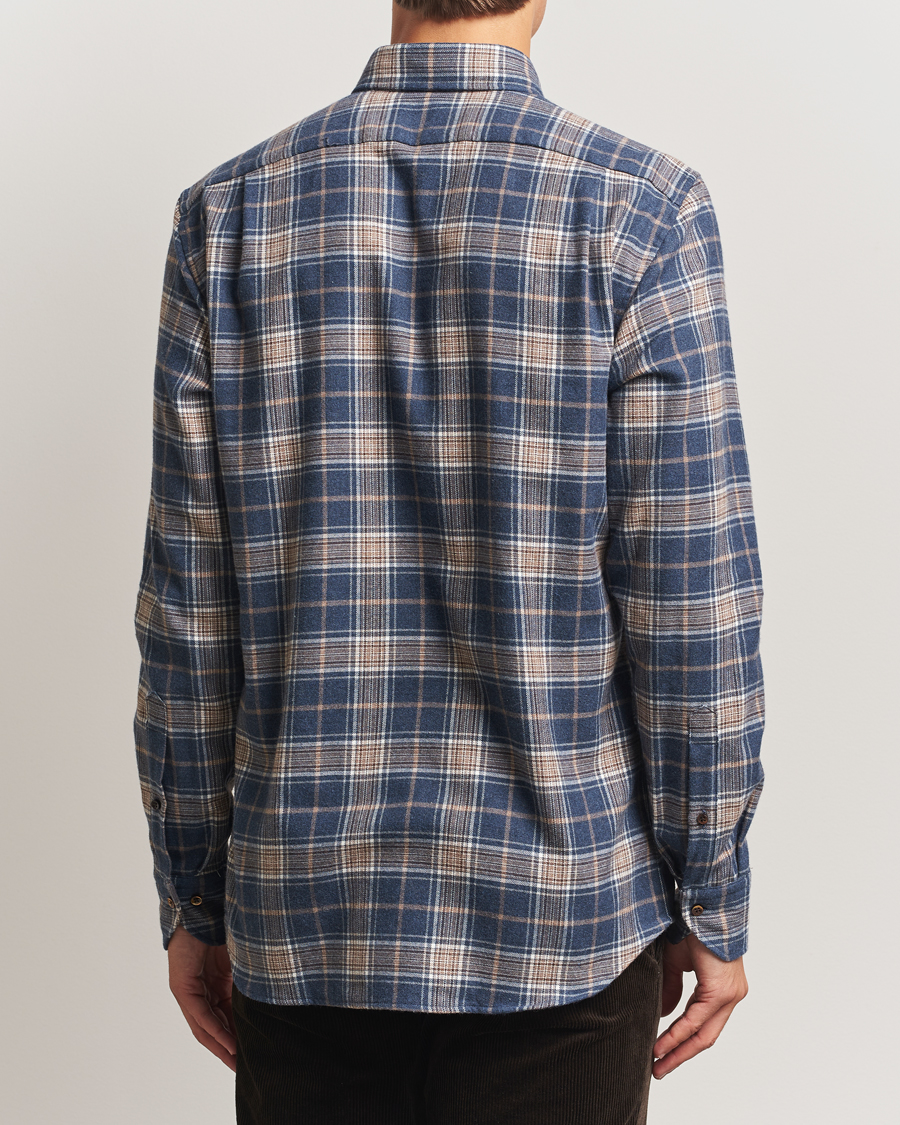 Uomini | Camicie | Stenströms | Regular Fit Multi Check Flannel Shirt Blue/Brown