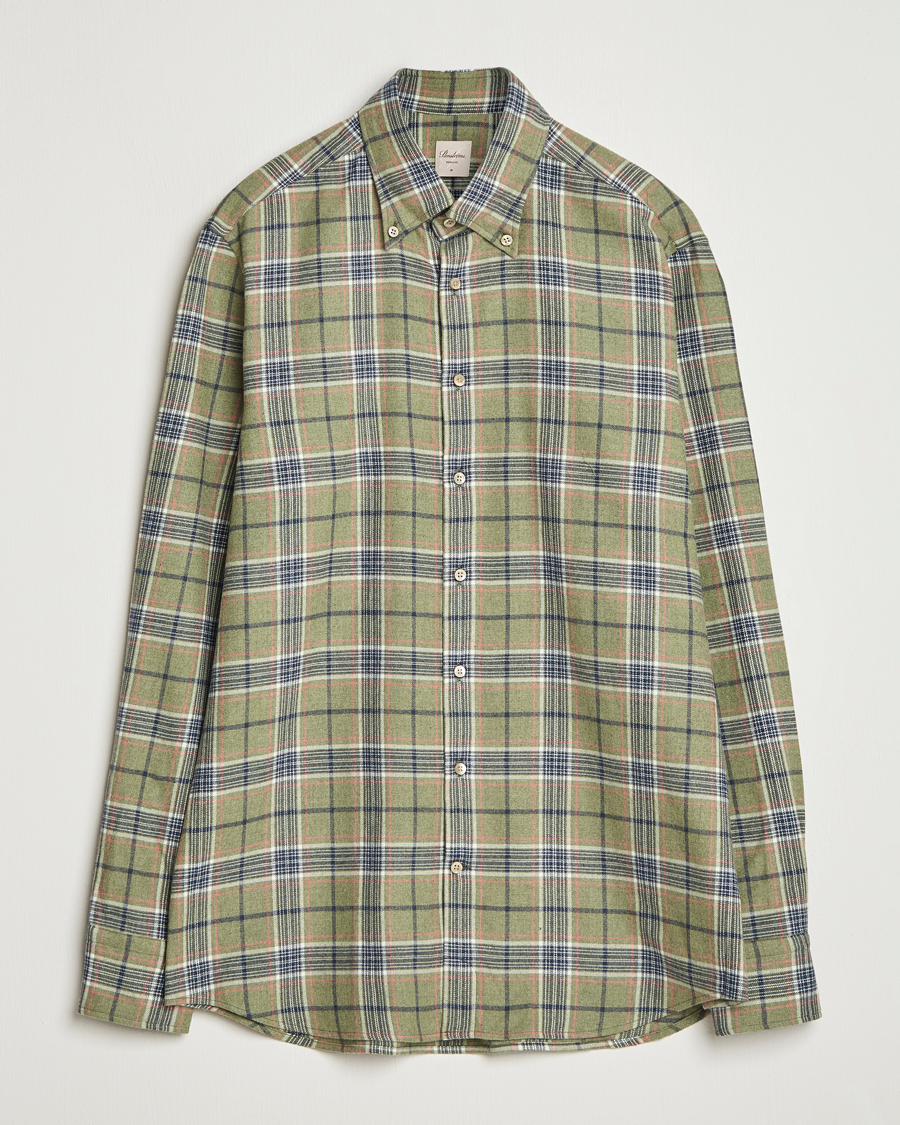 Uomini | Camicie | Stenströms | Regular Fit Multi Check Flannel Shirt Green