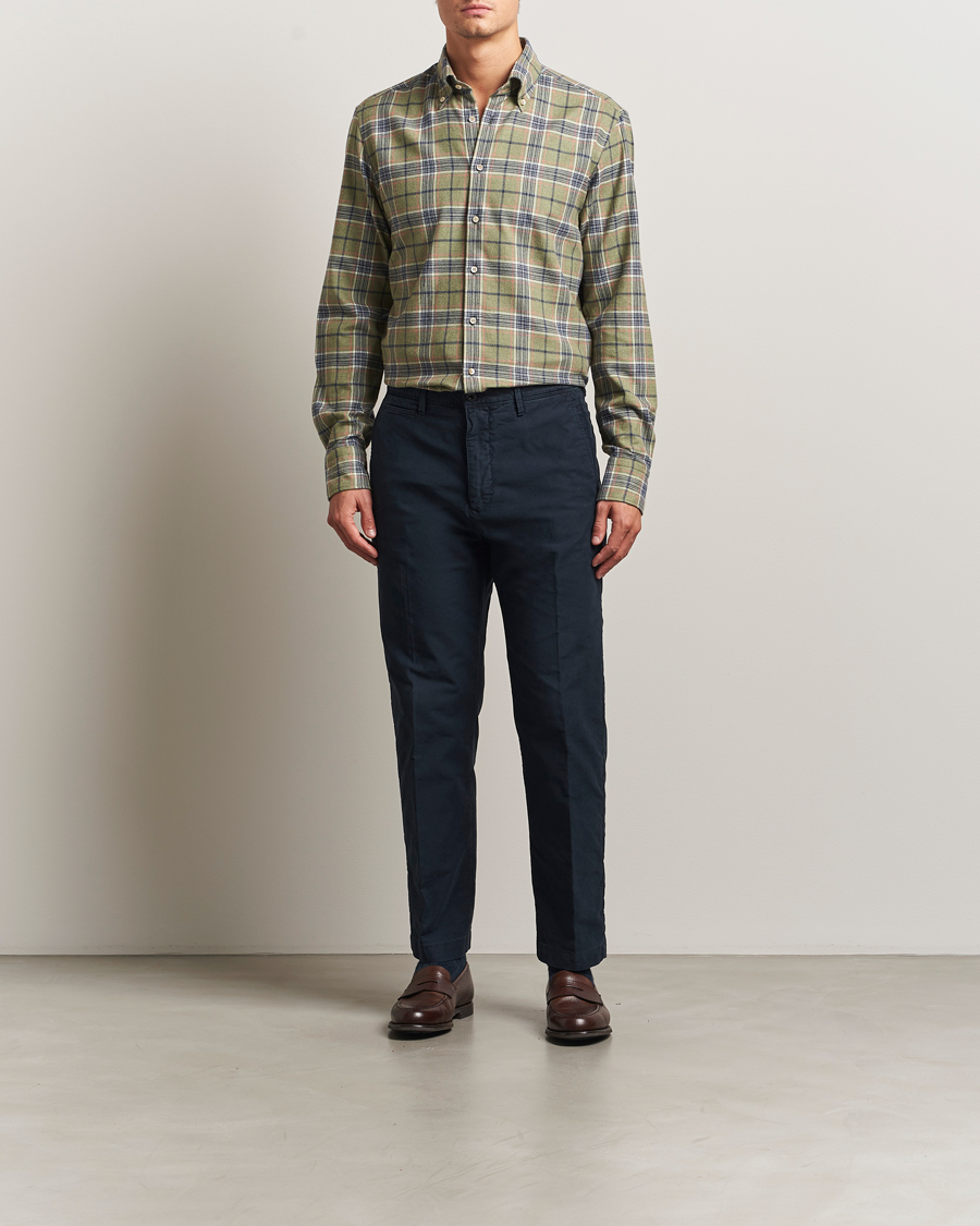 Uomini | Camicie | Stenströms | Regular Fit Multi Check Flannel Shirt Green