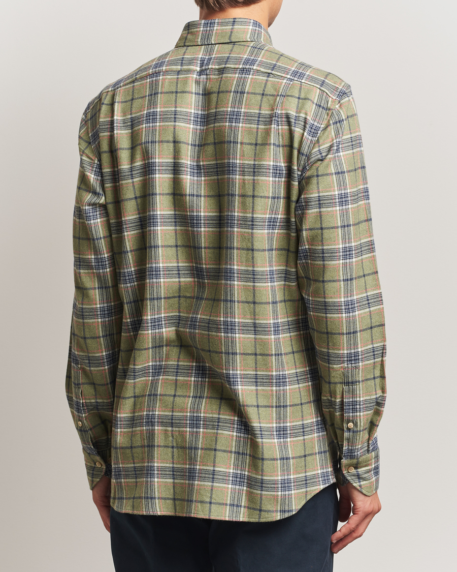 Uomini | Camicie | Stenströms | Regular Fit Multi Check Flannel Shirt Green