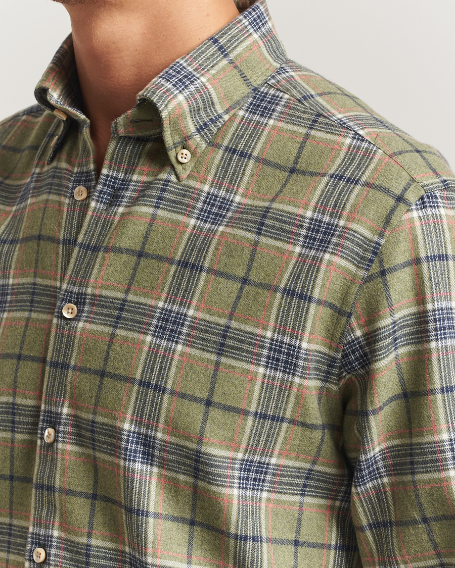 Uomini | Camicie | Stenströms | Regular Fit Multi Check Flannel Shirt Green