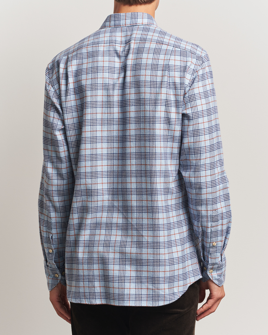 Uomini | Camicie | Stenströms | Regular Fit Cut Away Check Flannel Shirt Blue