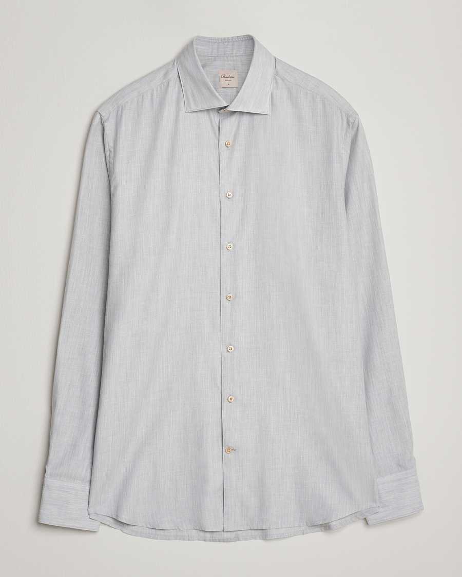 Uomini | Camicie | Stenströms | Regular Fit Brushed Mini Herringbone Shirt Grey