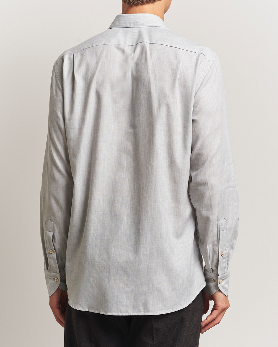 Uomini | Camicie | Stenströms | Regular Fit Brushed Mini Herringbone Shirt Grey
