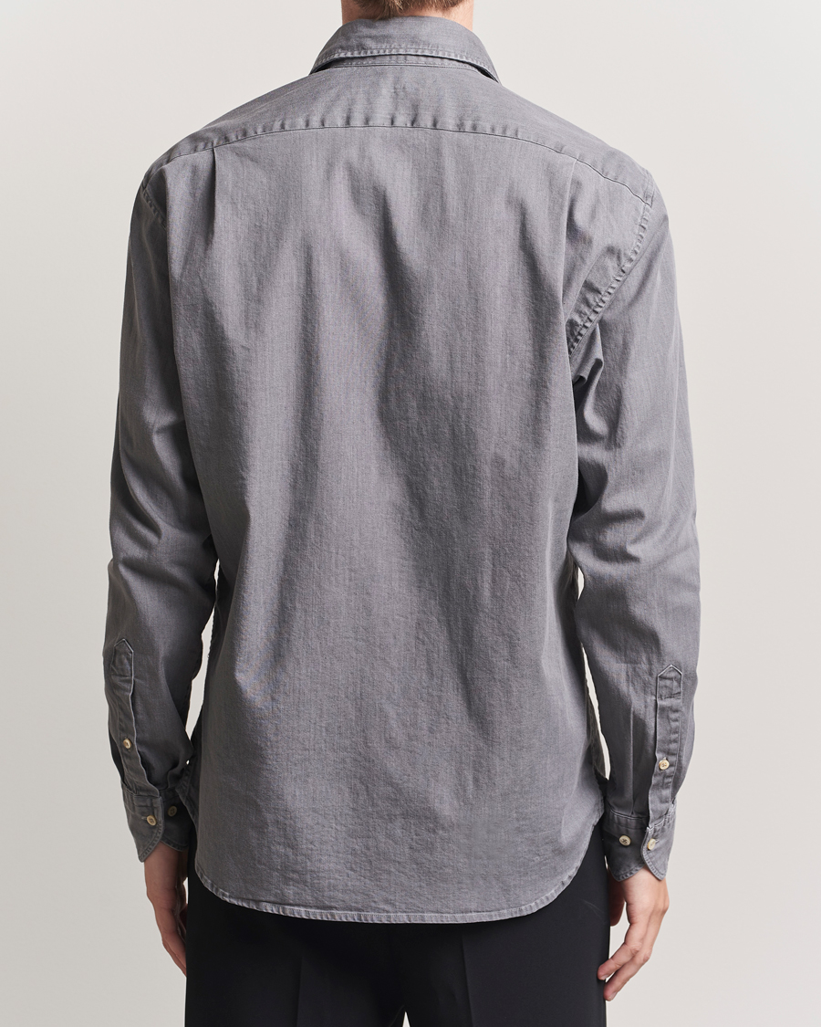 Uomini | Camicie | Stenströms | Regular Fit Garment Washed Denim Shirt Grey