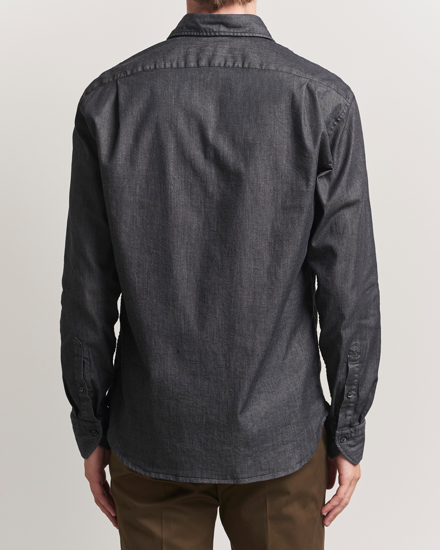 Uomini | Camicie | Stenströms | Regular Fit Garment Washed Denim Shirt Black