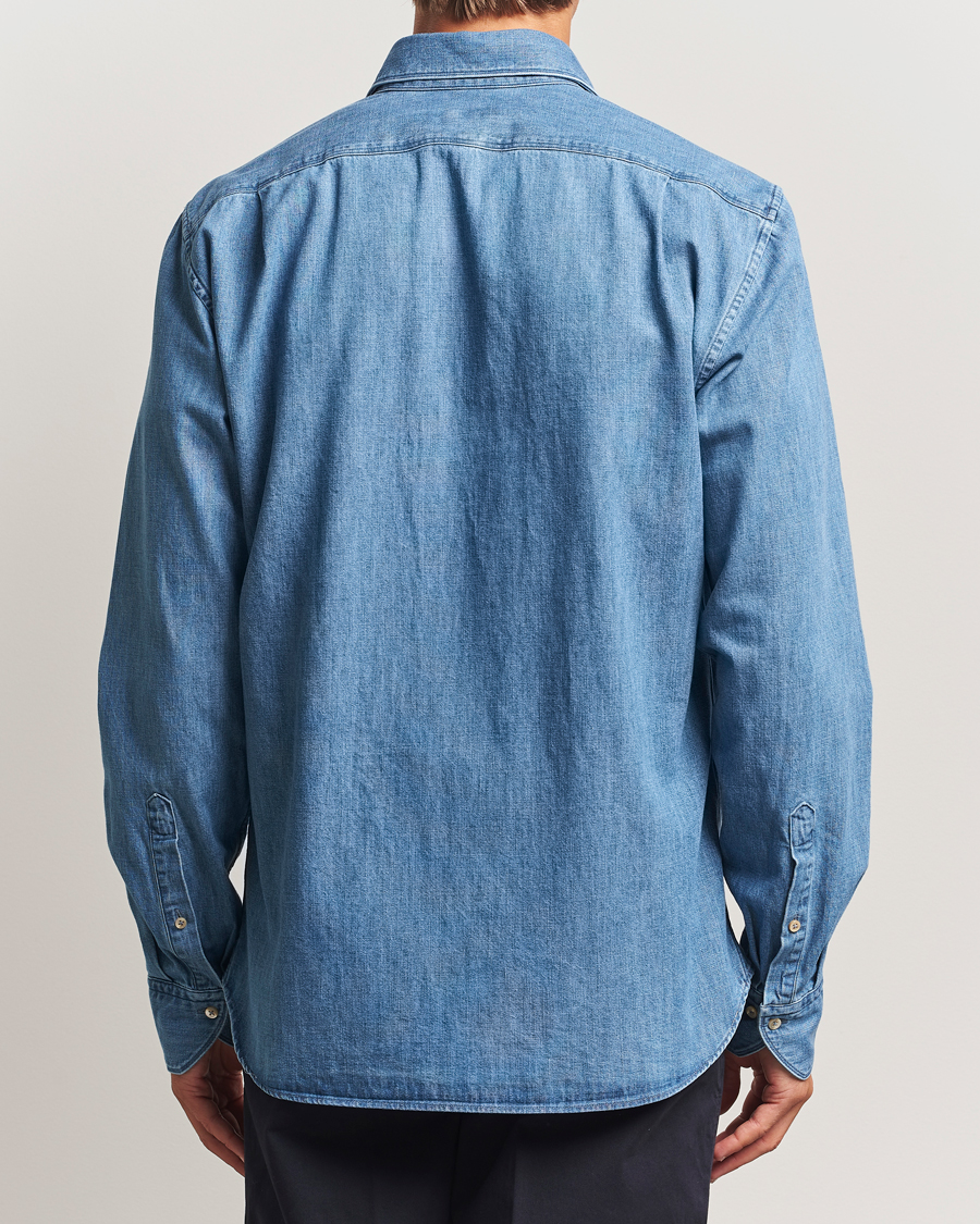 Uomini | Camicie | Stenströms | Regular Fit Pocket Denim Shirt Blue